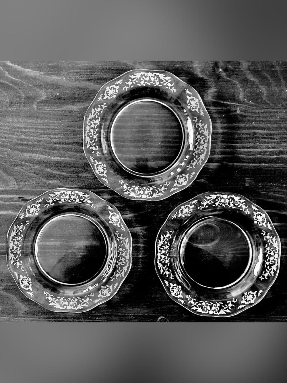 Set of 3 Vintage Fostoria Navarre Elegant Glass Plates